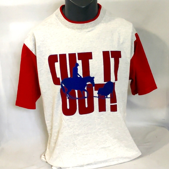 Vintage diport men's L CUT IT OUT cowboy t-shirt - Picture 1 of 7